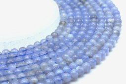 Kralen Blauwe Chalcedoon 'AA' 6mm aan draad 40cm