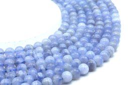 Kralen Blauwe Chalcedoon 'AA' 8mm aan draad 40cm