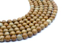 Kralen Versteend Hout 10mm aan draad 40cm