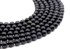 Kralen Gouden Zwarte Obsidiaan 10mm aan draad 40cm