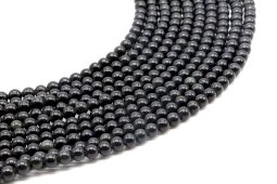 Kralen Gouden Zwarte Obsidiaan 4mm aan draad 40cm