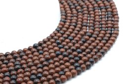 Kralen Mahonie Obsidiaan 4mm aan draad 40cm