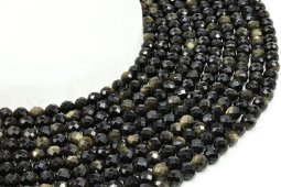 Geslepen kralen Gouden Obsidiaan 6mm aan draad 40cm