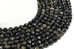Geslepen kralen Gouden Obsidiaan 8mm aan draad 40cm