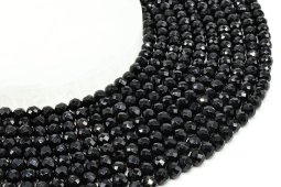 Geslepen kralen Zwarte Onyx 6mm aan draad 40cm