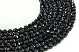 Geslepen kralen Zwarte Onyx 8mm aan draad 40cm