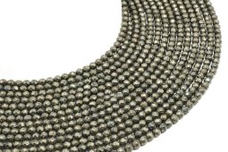 Geslepen kralen Pyriet 4mm aan draad 40cm