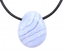 Blauwe Chalcedoon 'A' getrommeld doorboord