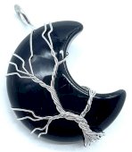 Hanger Maan Levensboom - Zwarte Obsidiaan 3.5cm