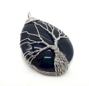 Hanger Levensboom - Zwarte Obsidiaan 3cm