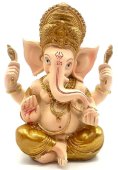 Standbeeld Hars Ganesh Beige/Verguld 14cm