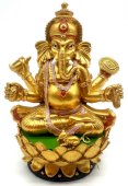 Standbeeld Hars Ganesh Verguld op Sokkel 17cm