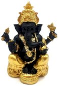 Standbeeld Hars Ganesh Zwart/Goud 13cm