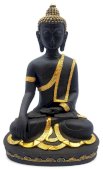 Standbeeld Hars Boeddha Meditatie Zwart 28cm