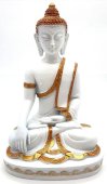 Standbeeld Hars Boeddha Meditatie Wit/Goud 28cm