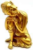 Standbeeld Hars Denkende Boeddha Goud 28cm