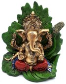 Standbeeld Hars Ganesh op Blad 11cm
