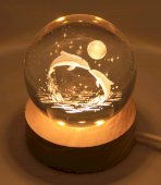 Nachtlampje USB Glas Dolfijn 6cm