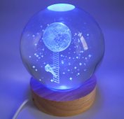 USB Nachtlampje Glas Maanuitstapje Multicolor 9cm