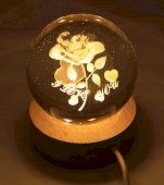Nachtlampje USB Glas Roos 6cm