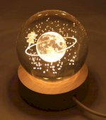 Nachtlampje USB Glas Saturnus 9cm
