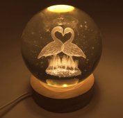 USB Nachtlampje Glas Zwanen 9cm