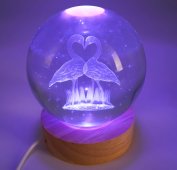 USB Nachtlampje Glas Zwanen Multicolor 9cm