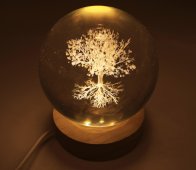 USB Nachtlampje Glas Levensboom 9cm