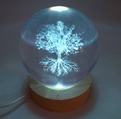 USB Nachtlampje Glas Levensboom Multicolor 9cm