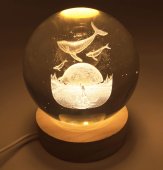 USB Nachtlampje Glas Walvissen 9cm